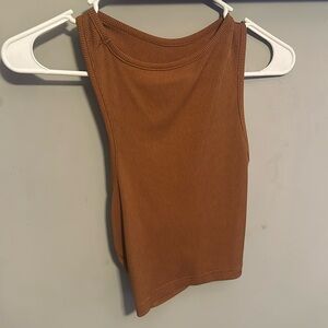 brown cropped shirt